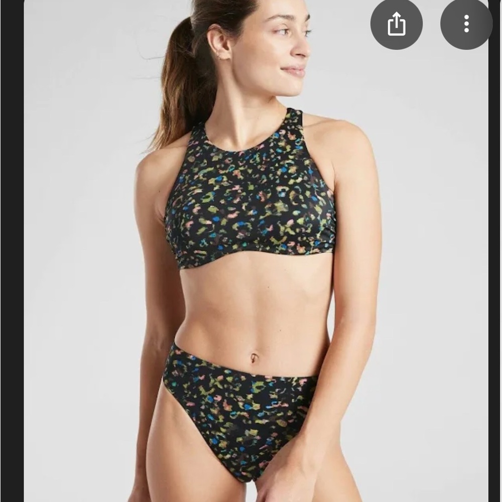Athleta high neck Multicolor Leopard Print Bikini